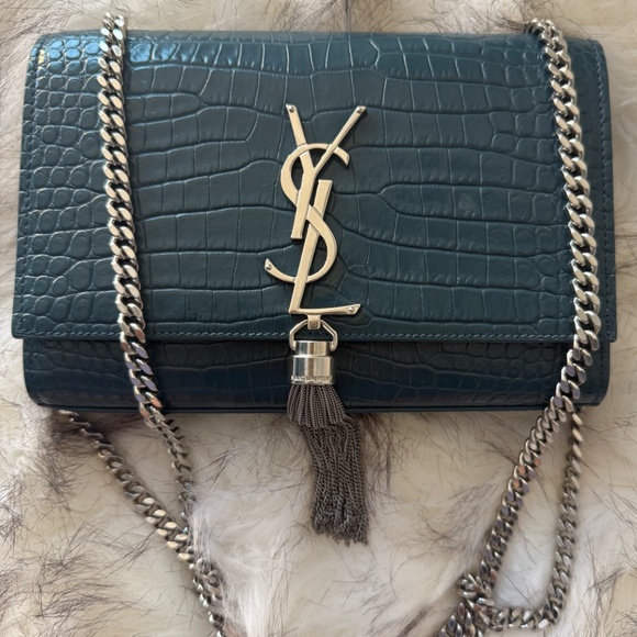 Yves Saint Laurent Green Crocodile cross body bag - Picture 1 of 4